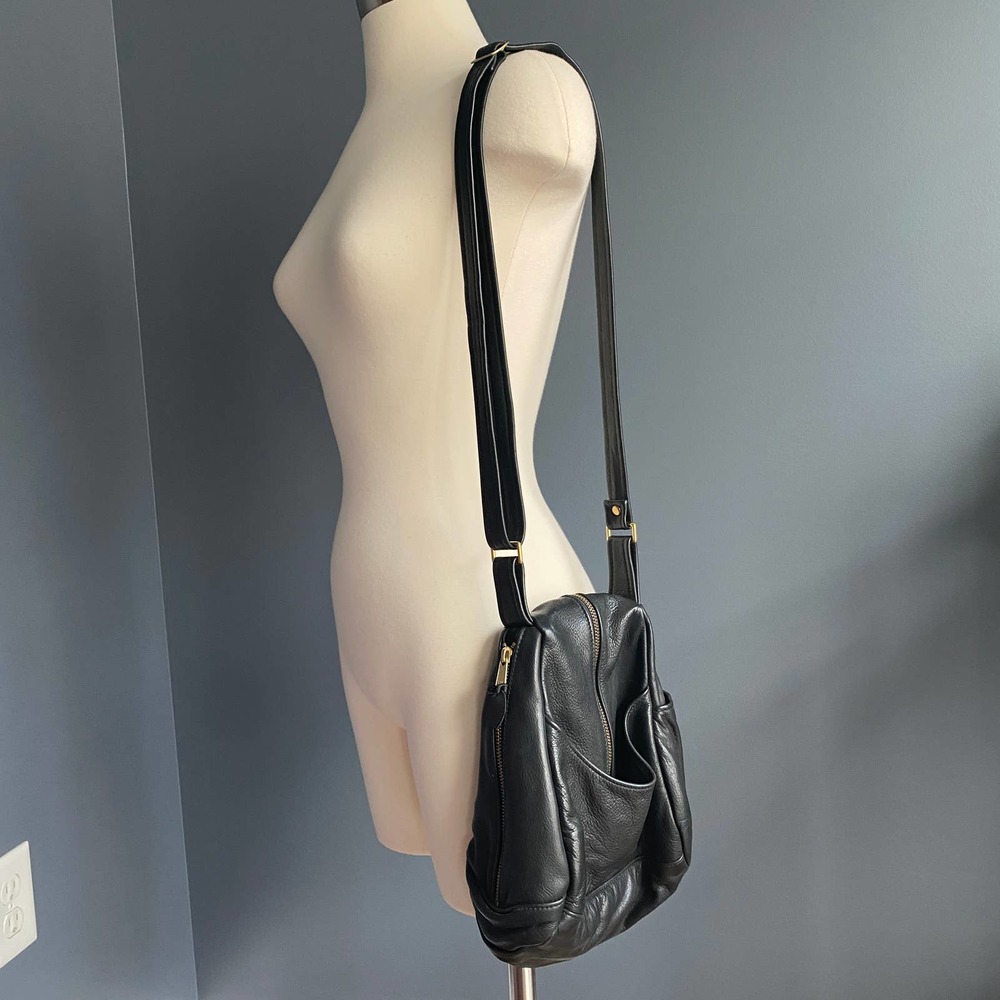 Genuine leather black satchel bag